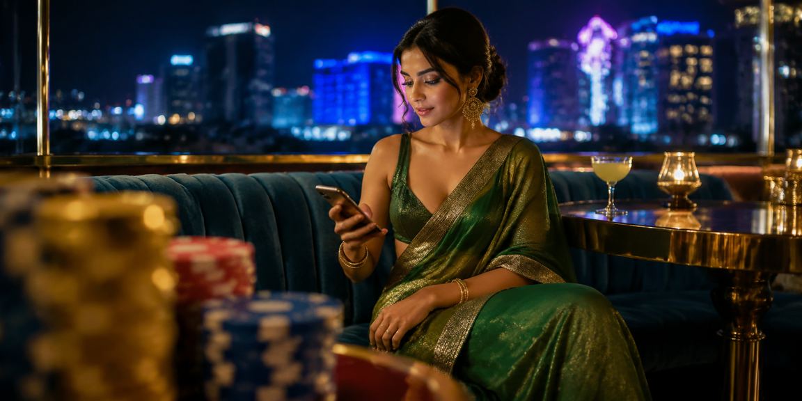 Mobile user betting on cricket during Bangalore MG Road evening